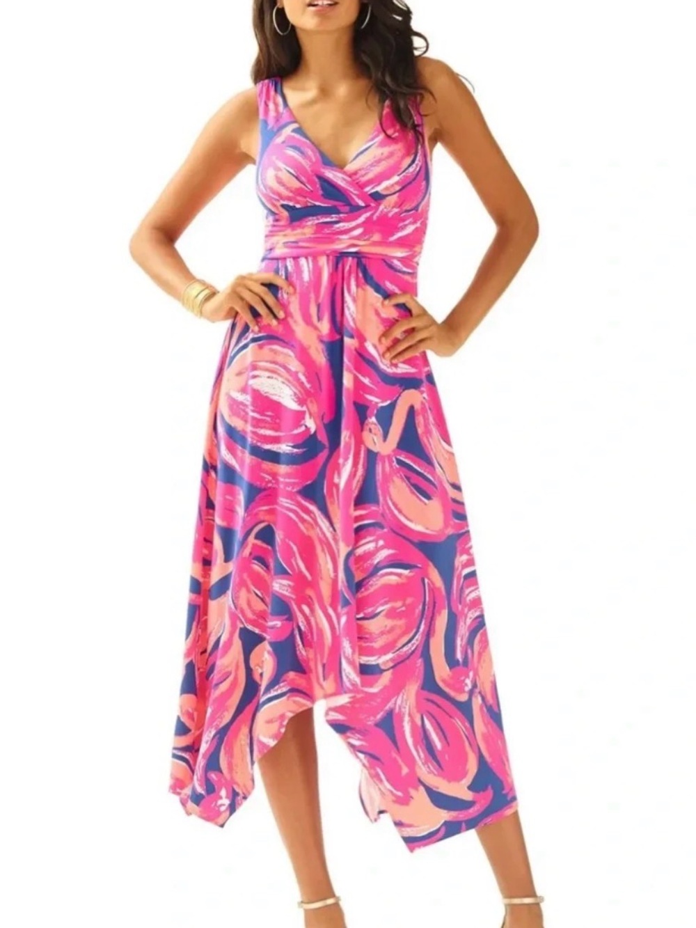 Lilly Pulitzer Pink, Navy & Orange Abstract Print Dress